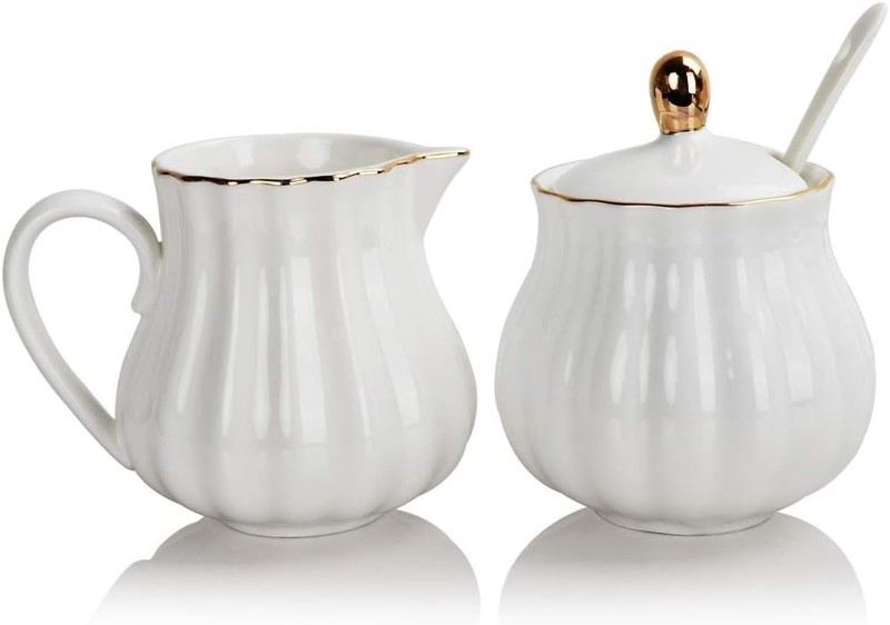 Versatile White Ceramic Sugar & Creamer Set – Perfect for Any Festive Occasion gallery