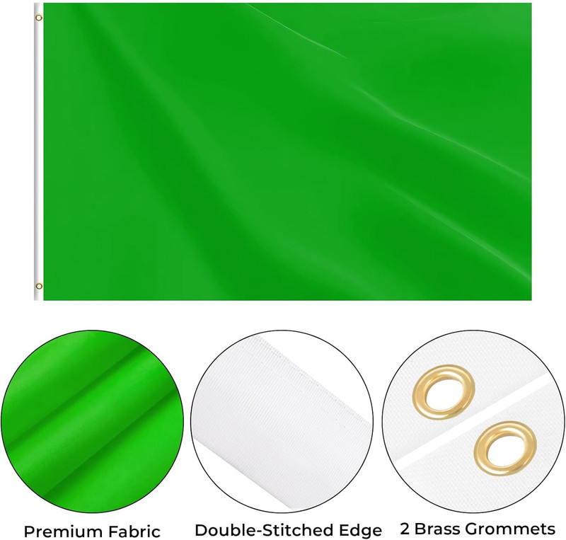Green Flag 3X5 FT, Polyester Blank Flag with Canvas Header & Brass Grommets, Dou gallery