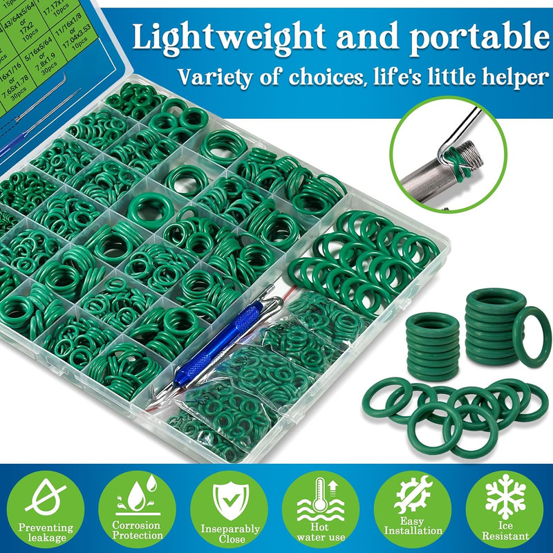 Professional 595Pc A/C O-Ring Set Automotive Compressor Seal Kit SAE Metric gallery