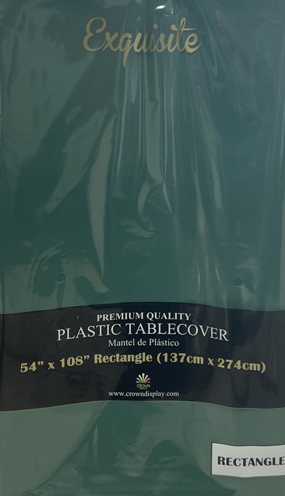 Dark Green Table Cover - Disposable Plastic - 54in. x 108in.Rectangle