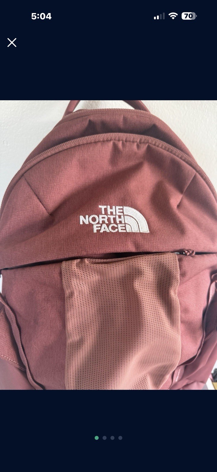 The North Face Maroon Hiking Backpack Zip Closure Polyester Adjustable Straps