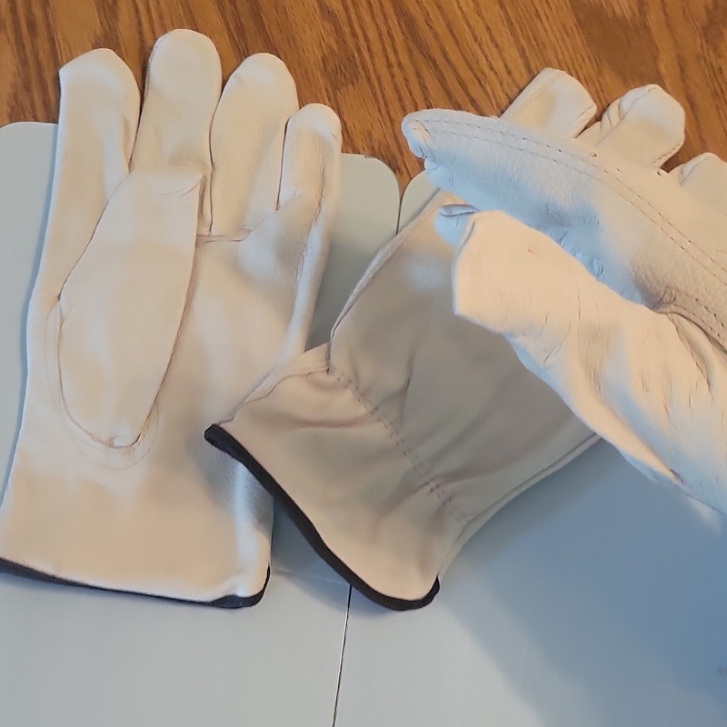Beige Leather Work Driving Gloves for Adults, Hand Protection, P.P.E. 6 pairs gallery