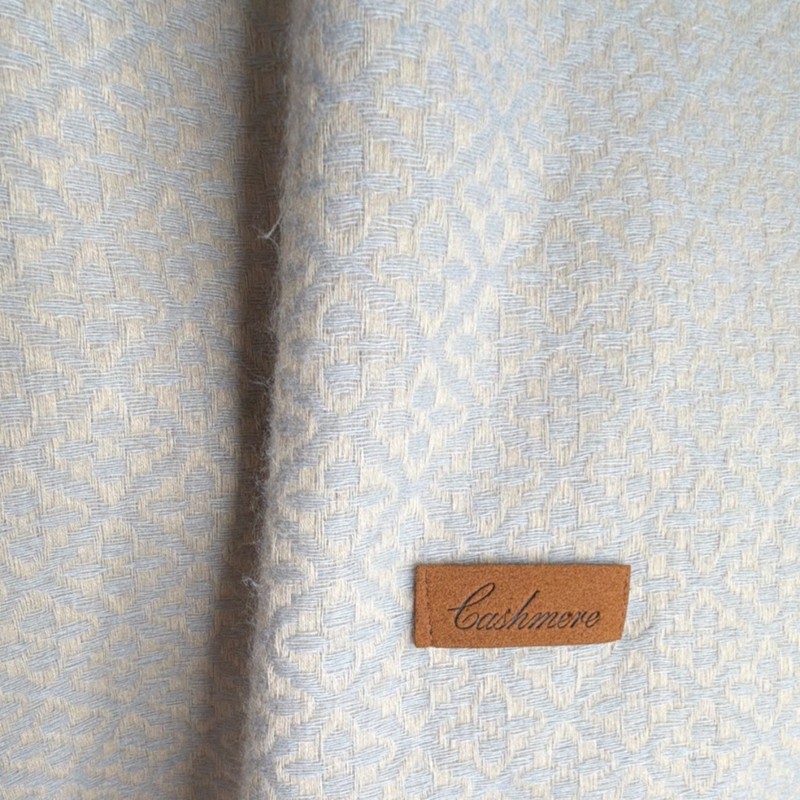 Cashmere Geometric Fringed Rectangular Beige Shawl/Wrap/Scarf . 76”x28” gallery