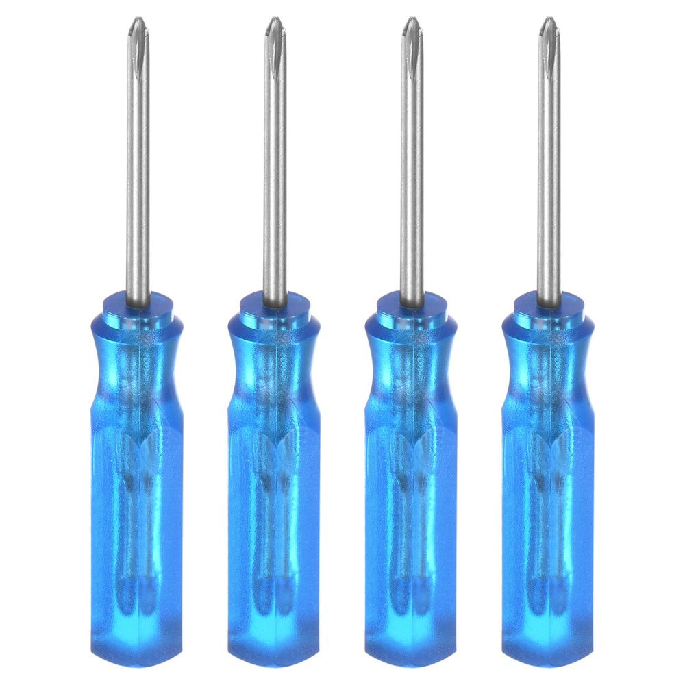 4Pcs PH0 Mini Phillips Screwdriver 1.5mm Magnetic Cross Head 45mm Length, Blue