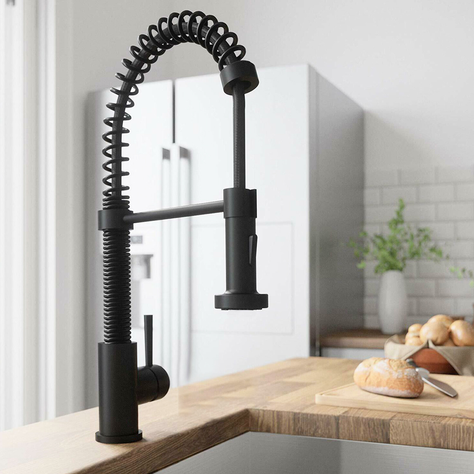 Matte Black Kitchen Faucet Sink Pull Down Sprayer Swivel Mixer Tap Single Handle gallery