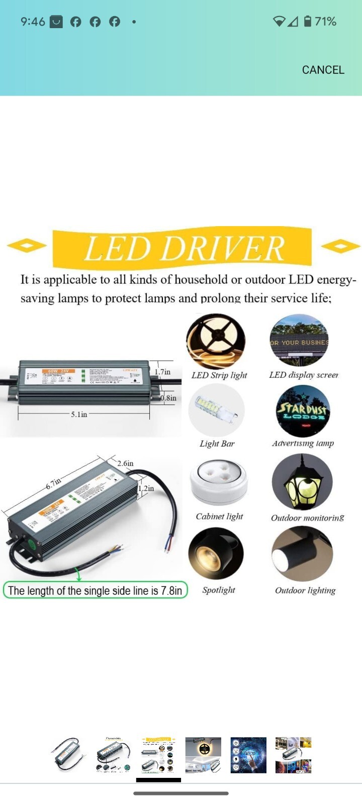 LED Driver 60 Watts Waterproof IP67 Power Supply Transformer Adapter 110V-250... gallery