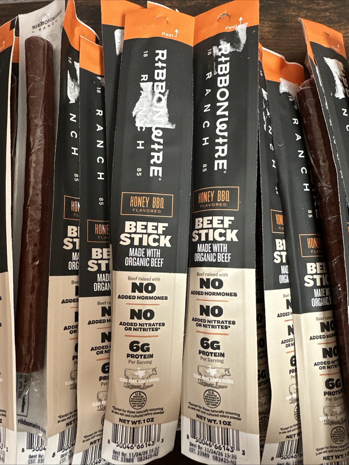 Ribbon Wire Ranch Organic Beef Stick 6-G Protein Lot Of 20 Honey Barbecue 11/26 gallery
