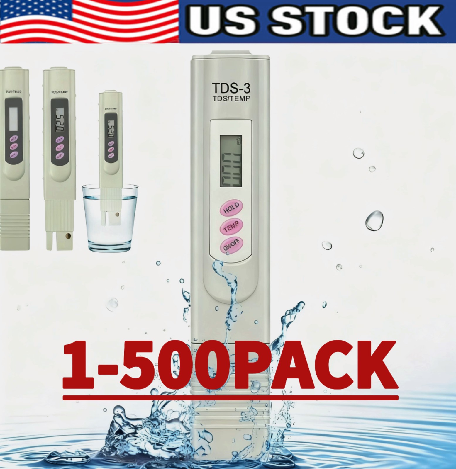 Handheld Water Quality Hardness Purity Digital LCD Meter 0-9990 PPM TDS TDS-3 gallery