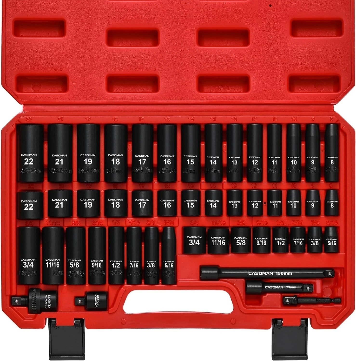 3/8 In. 49 Piece 6 Point Impact Socket Ratchet Drive and Metric Set gallery