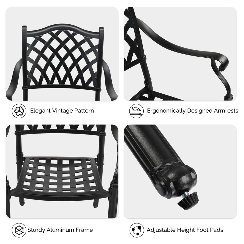 Patio 2PCS Dining Chairs, Stackable Metal Armrest Chairs for In/Outdoor Garden gallery