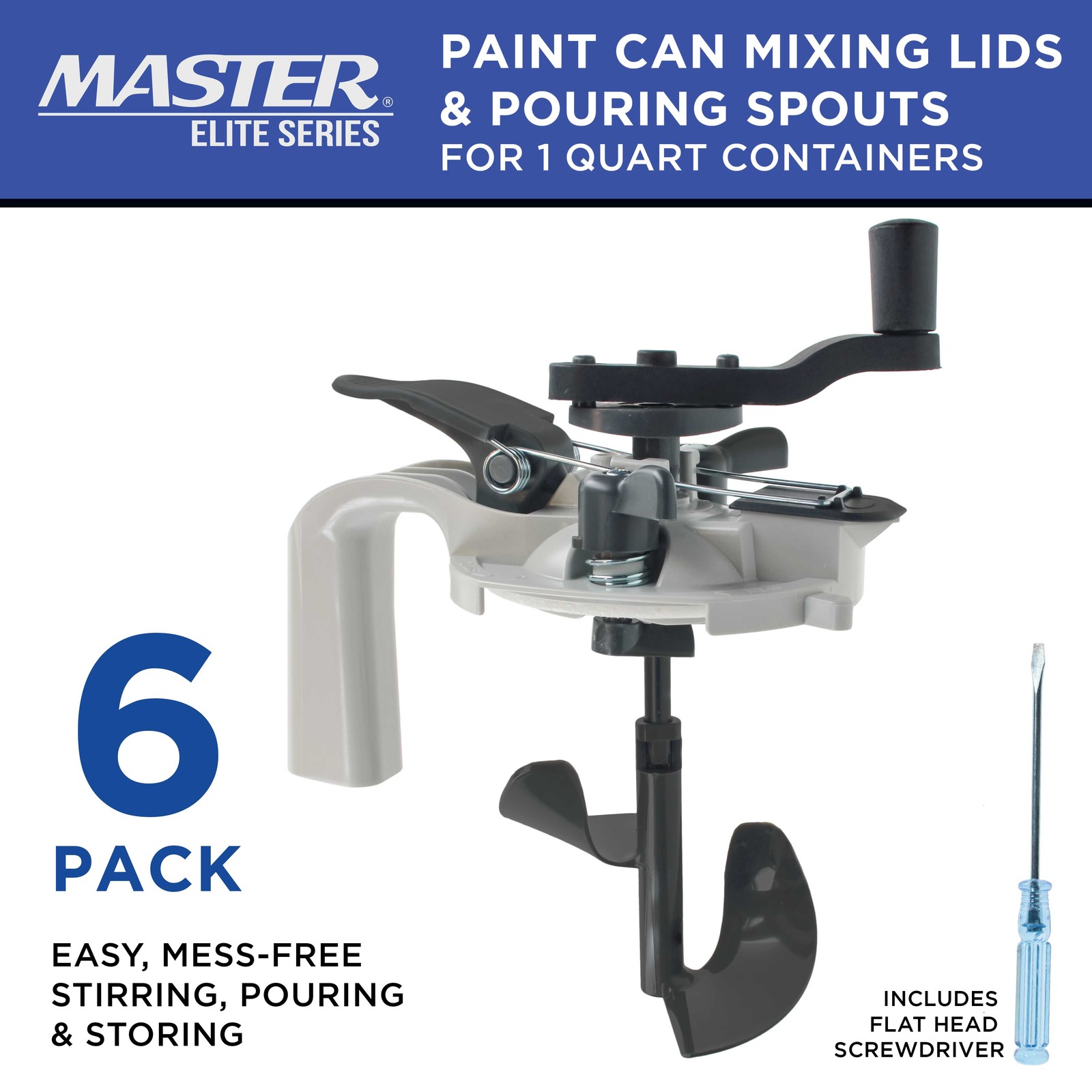 6 Pack Paint Can Mixing Lid & Pouring Spout, 1 Quart Size, Stirring Mix Blade gallery