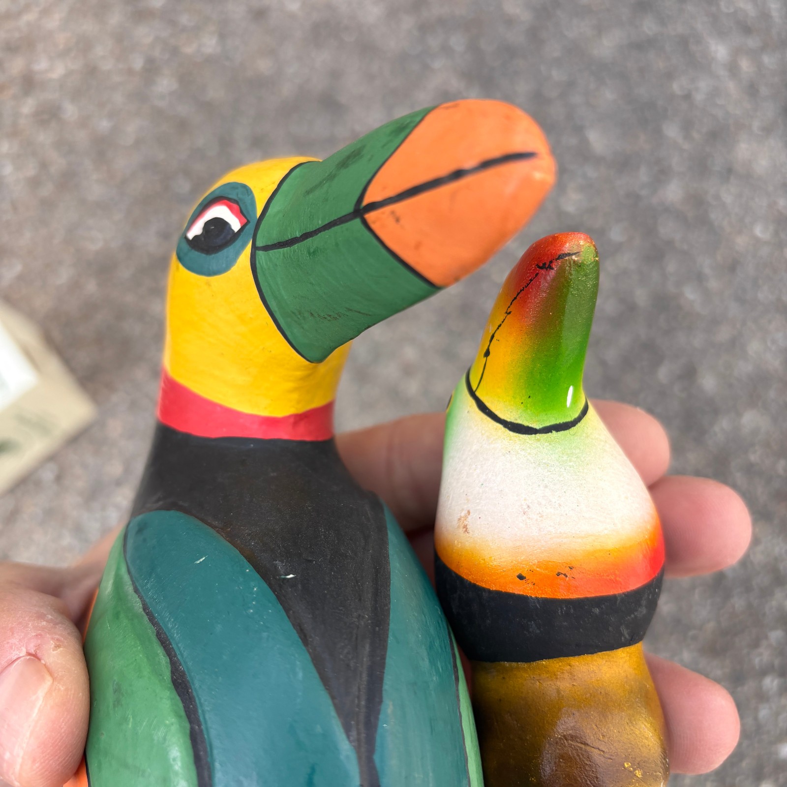 Pier 1 Imports Molded Handpainted Vibrant Folk Art Toucan Bird Figures gallery