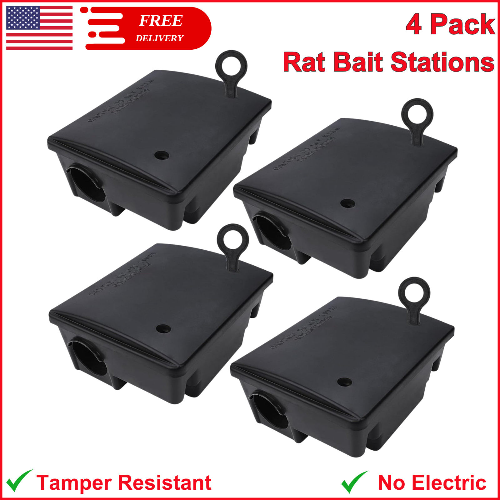 Rat Bait Stations, 4 Pack, Rat Trap Control, Key-Locking Box Child & Pet-Safe gallery