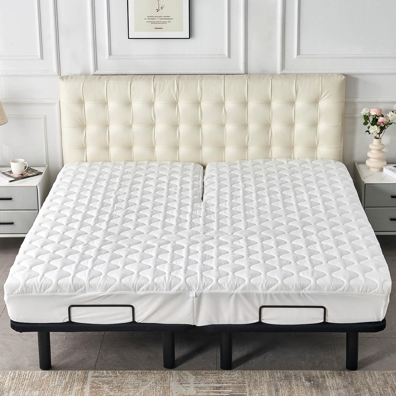 Kingnex Quilted Waterproof Split Top Queen Mattress Protector for Adjustable ... gallery