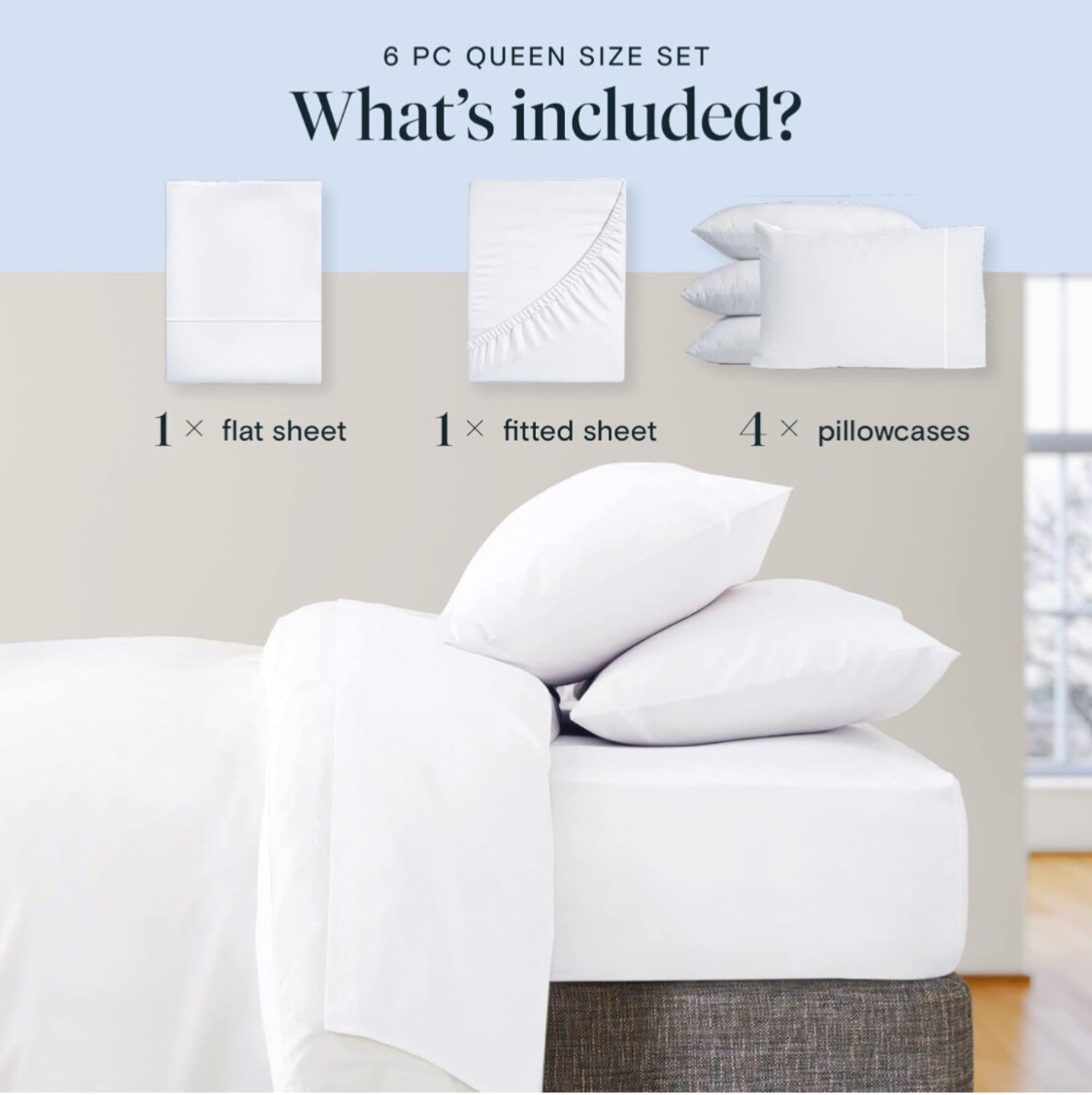 Lux Decor Collection White 6Pcs Bed Sheet Set Brushed Microfiber 1800 Queen gallery