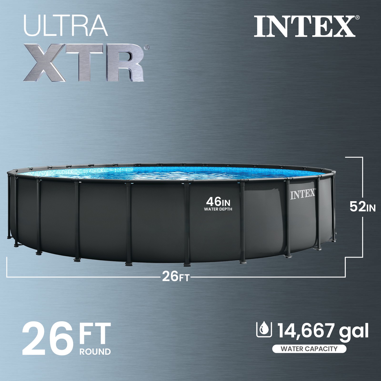 Intex 26' x 52" Ultra XTR Round Frame Above Ground Swimming Pool Set with Pump gallery