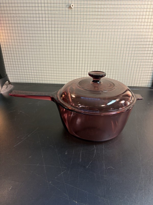 VISIONS Corning Cranberry Vision Ware Glass Handled Saucepan with Lid 2.5L gallery