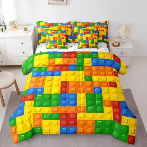 Building Blocks Comforter Set with Sheets Size Full Yellow Green Blue gallery