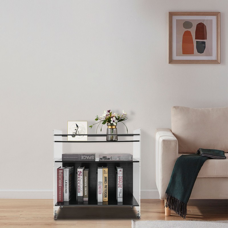 Acrylic End Table,Rectangle Side Table, Bamboo Acrylic Modern End Table gallery
