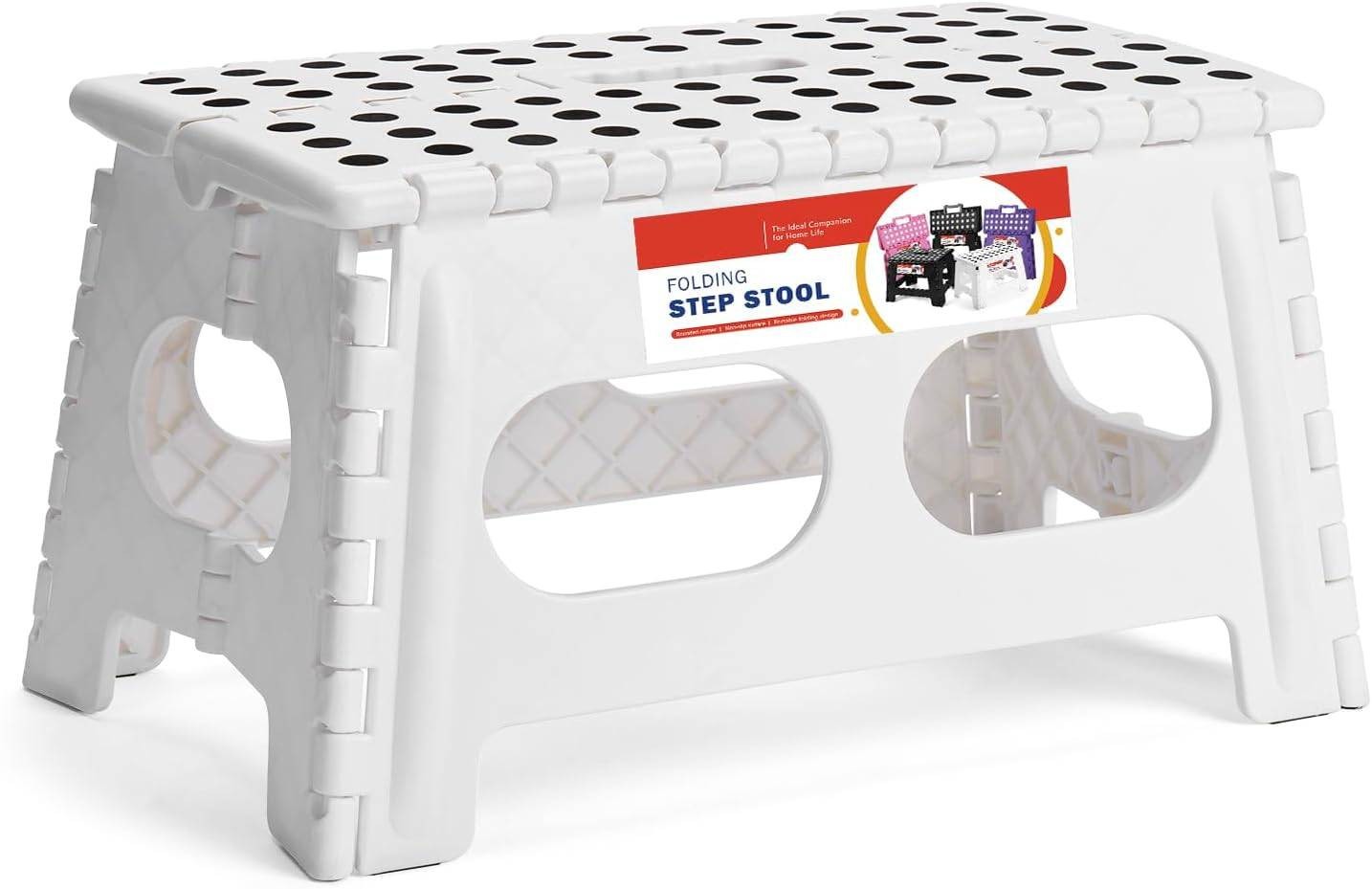 9" Height Extra Wide Folding Step Stool Plastic Foldable Stools Heavy Duty gallery