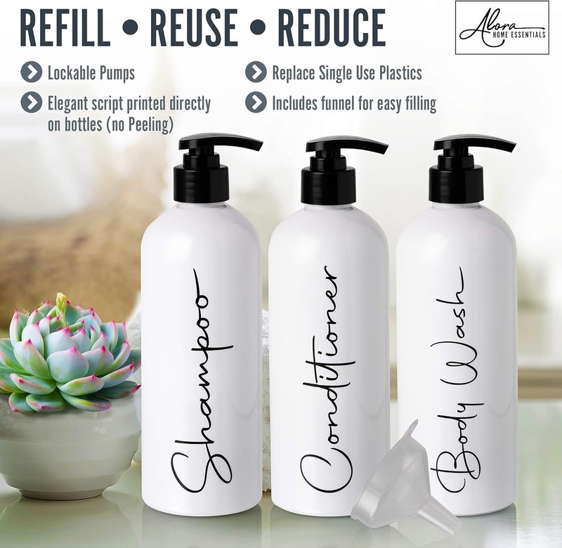 Refillable Pump Bottles for Shampoo Conditioner Body Wash gallery