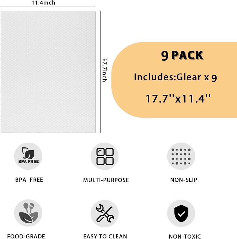 9 Pack Washable Waterproof Fridge Liners and Drawer Mats, Refrigerator Shelvi... gallery