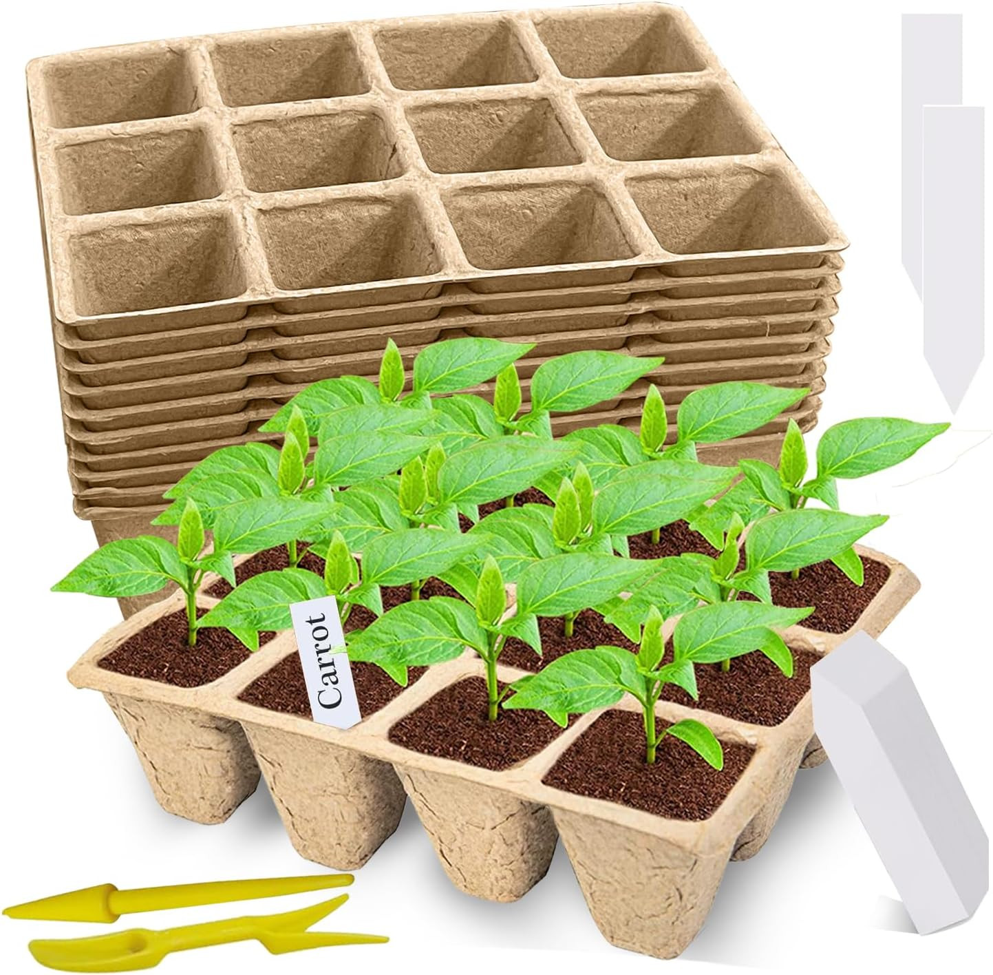 120 Cells Seed Starter Tray, 10 Pack Biodegradable Peat Pots with 100 Labels, Pl gallery