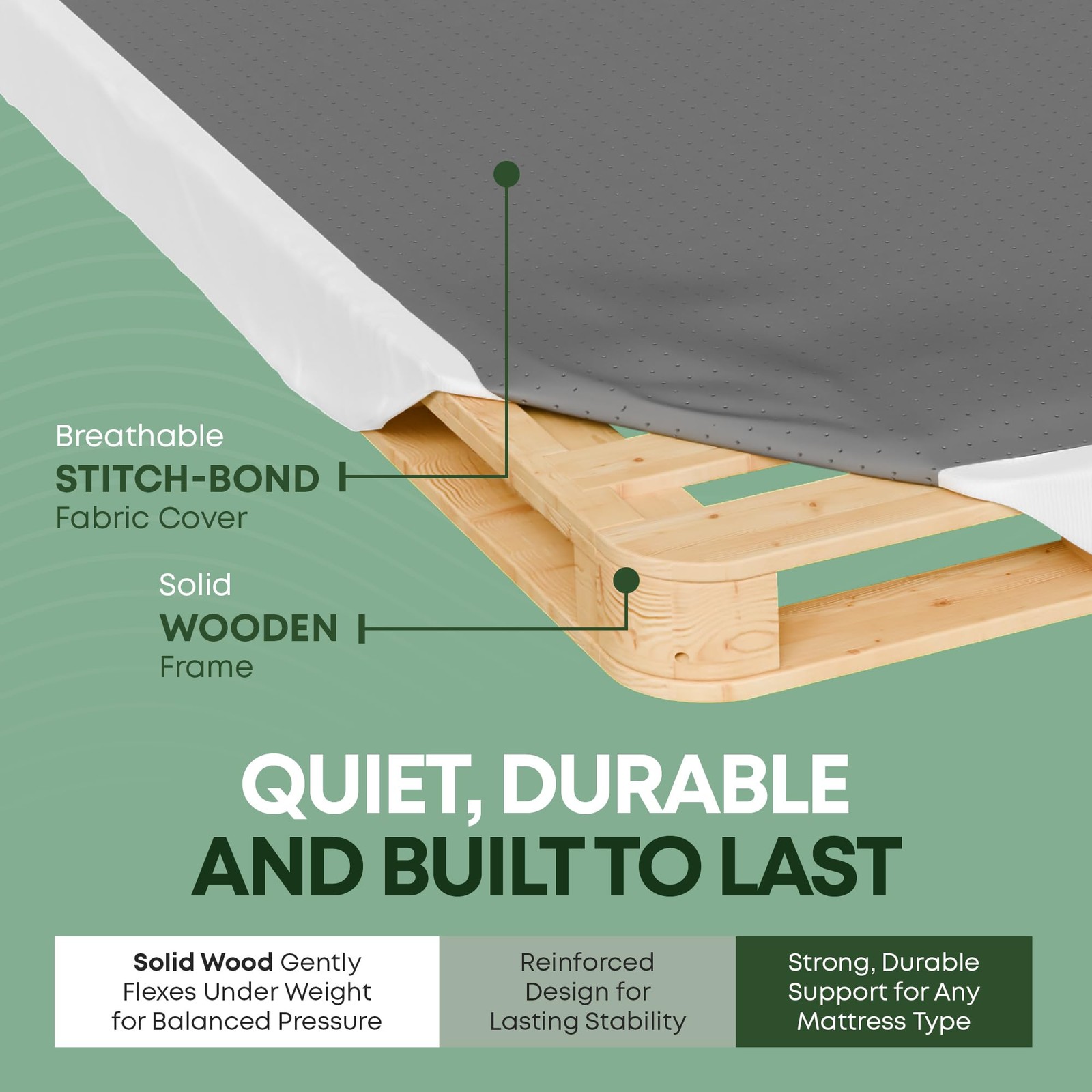Box Spring Queen 2.5 Solid Wood Amish Made USA Flat Packed Greaton gallery