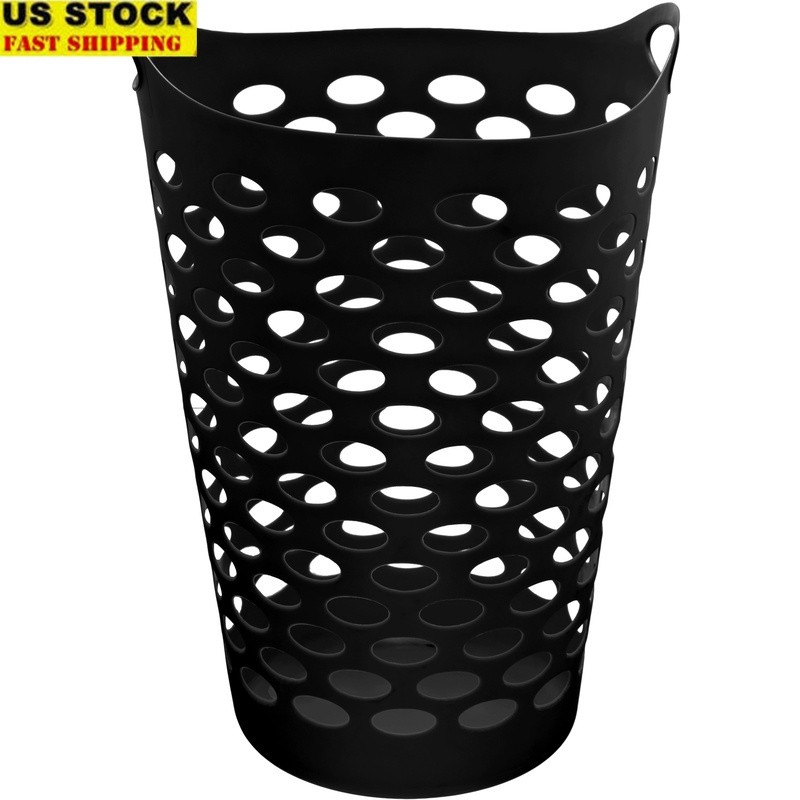 Flexible Laundry Hamper W/ Carrying Handles Ventilation Holes Round Basket New gallery