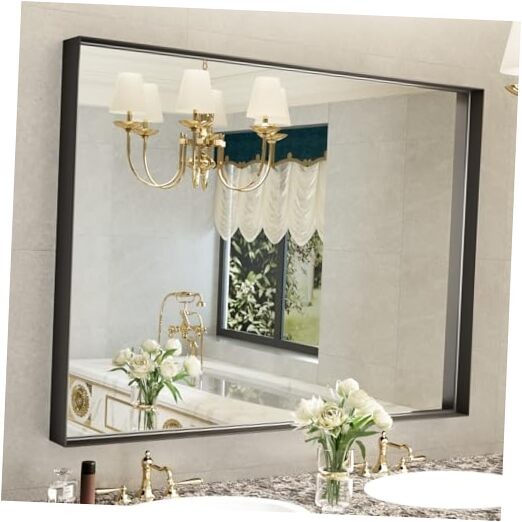 Bathroom Mirrors for Over Sink, 40x30 Inch Wall Mirror, Metal 40"L x 30"W Black gallery