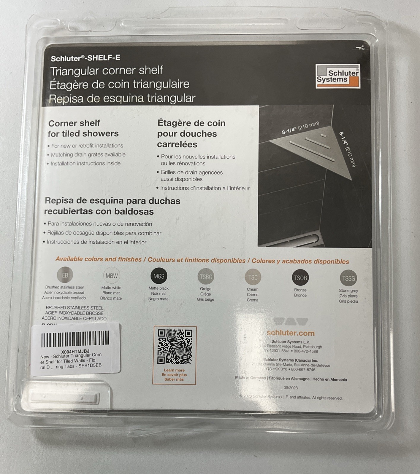 Schluter Triangular Corner Shelf for Tiled Walls-Floral Design, Stainless Steel gallery