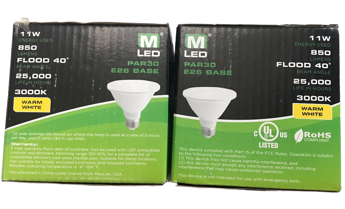 MaxLite PAR 30 Short Neck 11W LED Outdoor Flood Light 75W Replacement Lot of 2 gallery