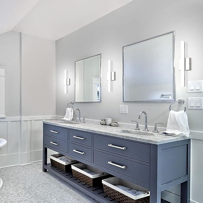 Combuh Modern Bathroom Light Fixtures over Mirror 16 Inch IP44 9W Chrome Bar gallery