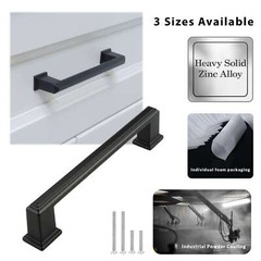 Square Matte Black Solid Cabinet Handles Pulls Kitchen Bathroom Modern Style