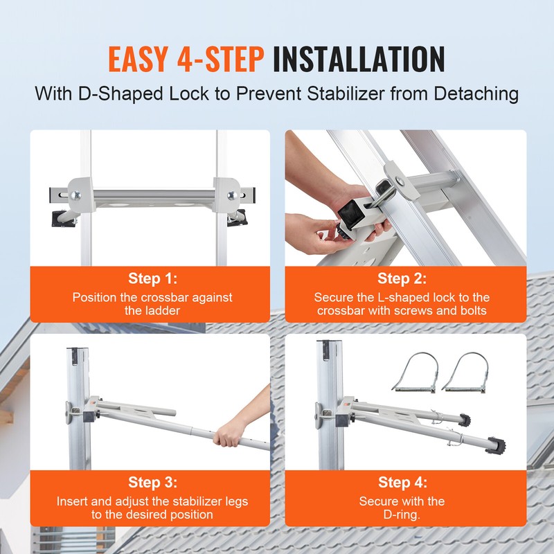 Ladder Stabilizer Adjustable Feet Extension Standoff Heavy Duty Accessory gallery