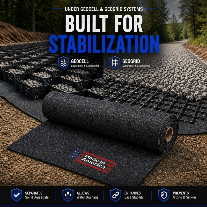 Geogrid & Geocell Underlayment Fabric | Non-Woven Geotextile(8 oz) - USA Made gallery