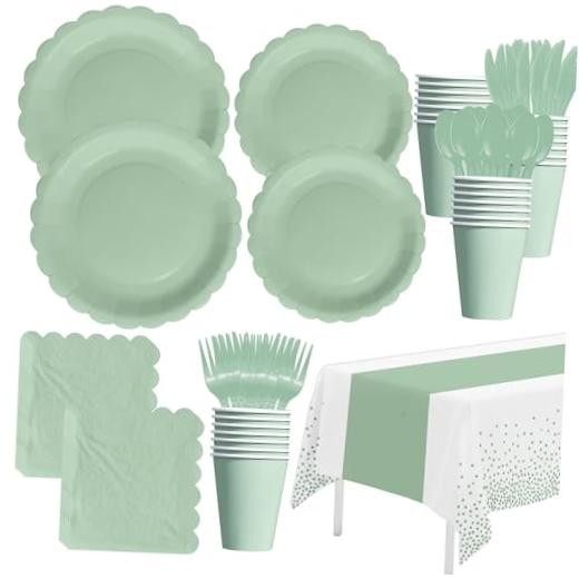Party Decorations Supplies Tableware, Light Green Paper Plates And Sage Green gallery