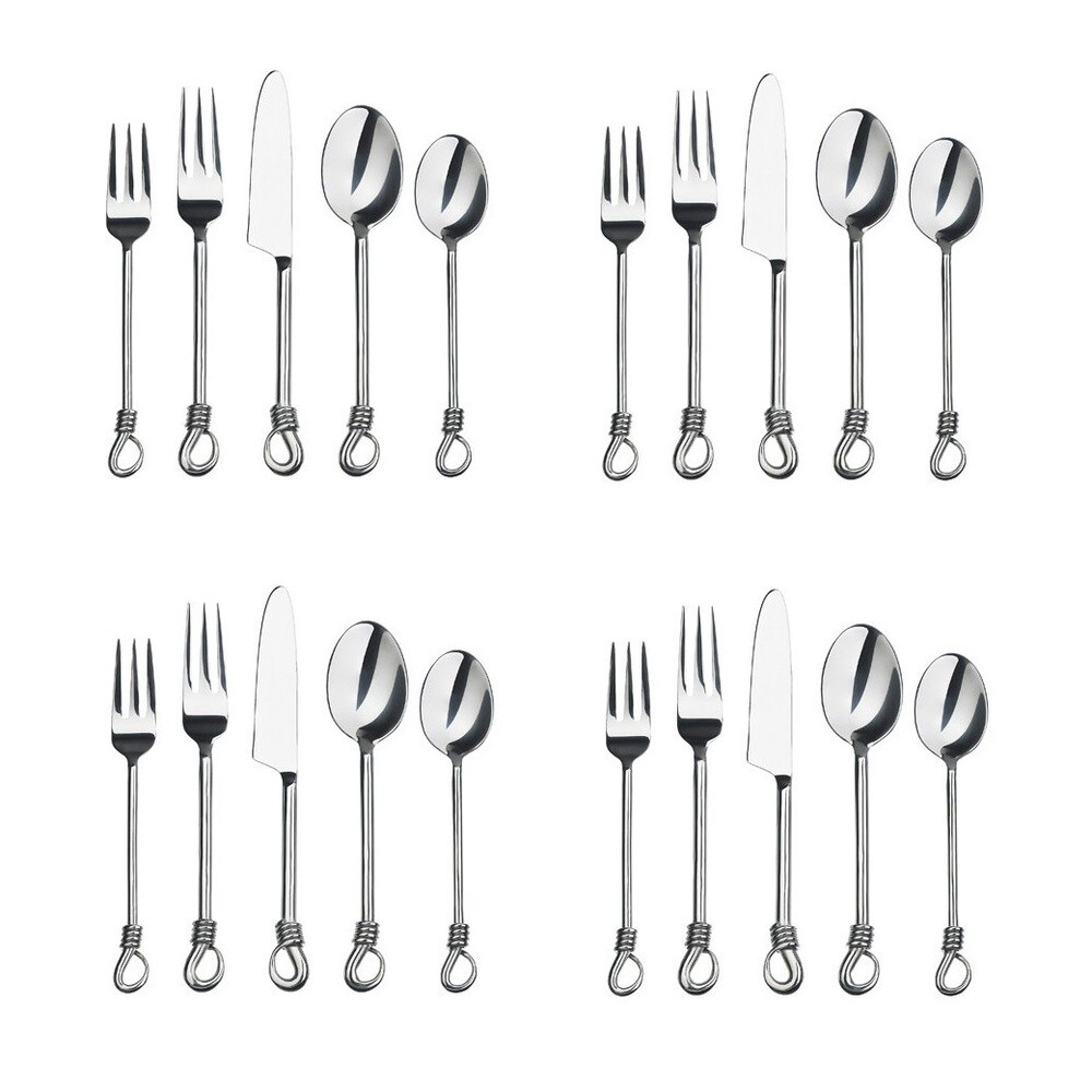 Gourmet Settings Twist 20pc. Stainless Steel Flatware Set (Service for Four) gallery
