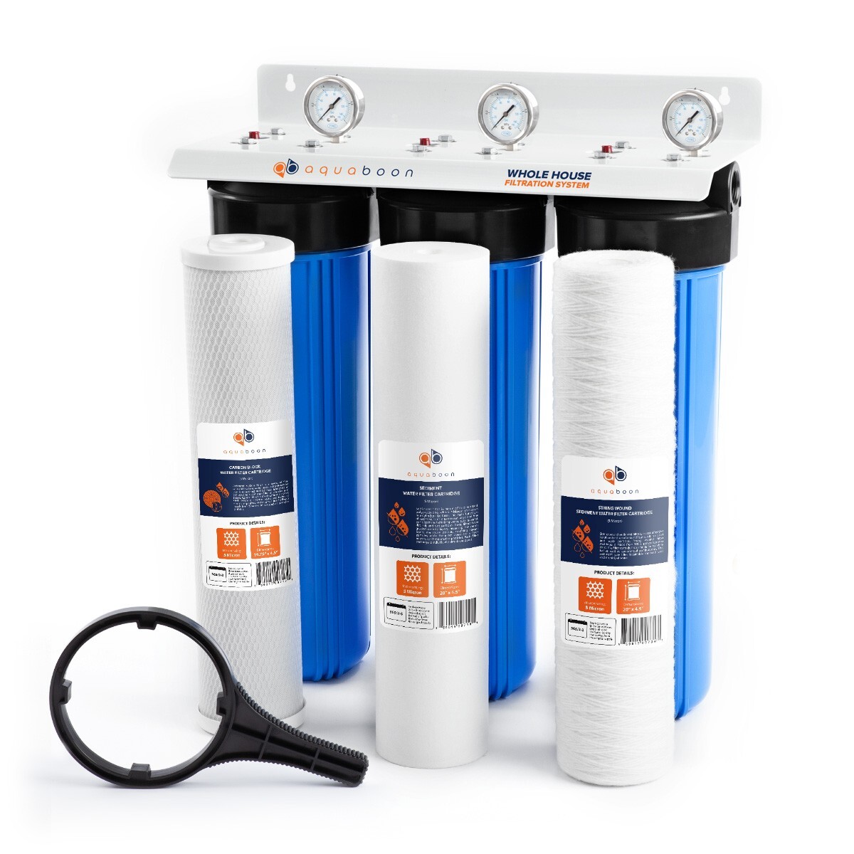 3-Stage Big Blue 20" Whole House System 1" Port+,Carbon,Sediment,String Filters gallery