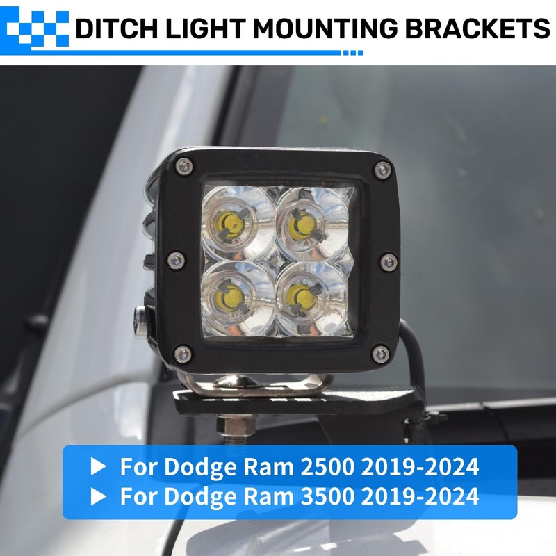 Dodge Ram 2500 3500 Ditch Light Mount Brackets for 20192024 LED Pods gallery