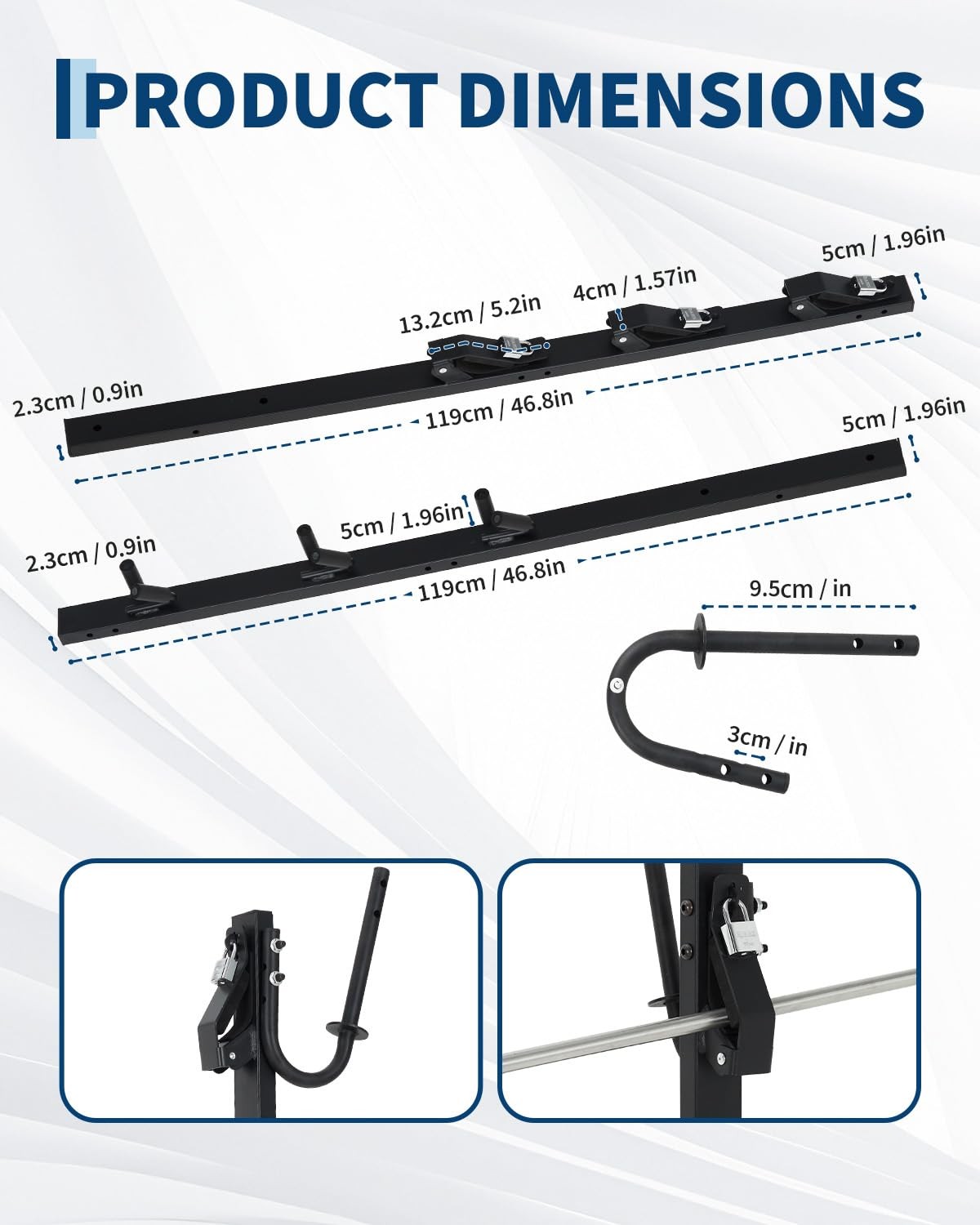 3 Place Weed Eater Rack, Heavy-Duty Steel Trimmer Holder w/Lock, Universal Mount gallery