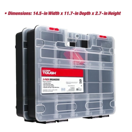 Hyper Tough 2-Pack Organizer, Stackable Plastic with 8 Movable Dividers gallery