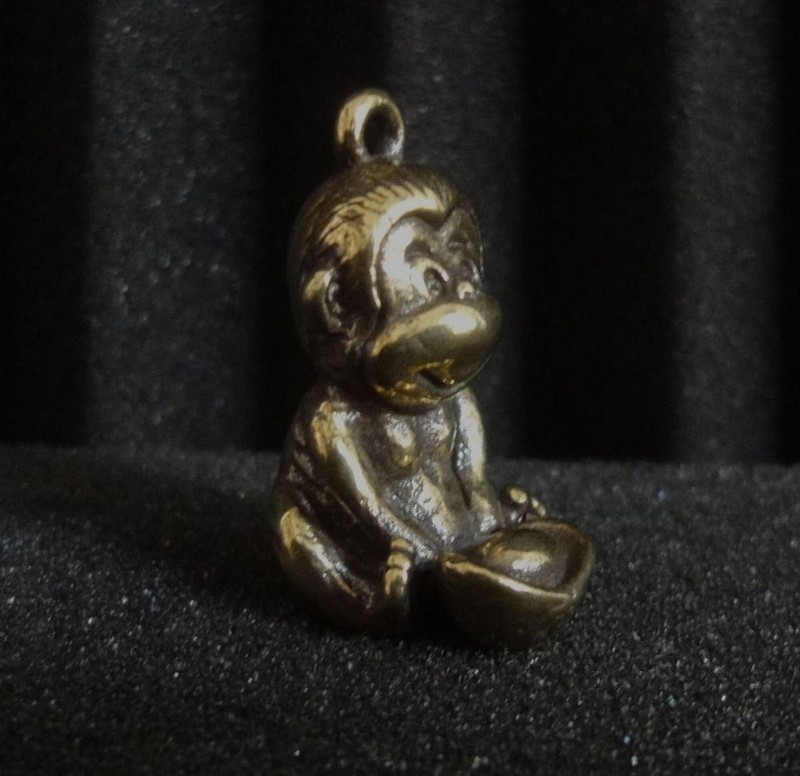 Vintage Style Solid Brass Copper Mini Lovely Monkey Statue Pendant gallery