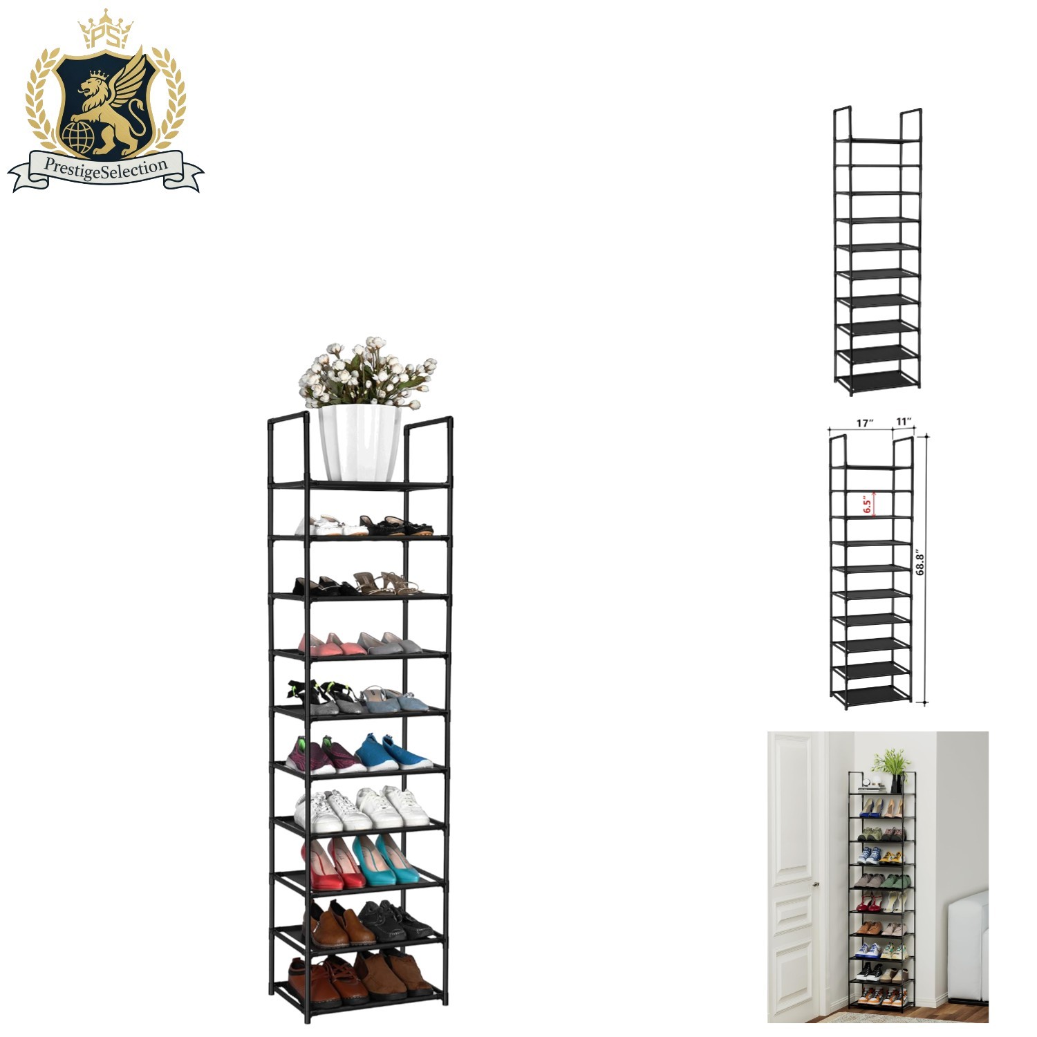 Versatile 10-Tier Shoe Organizer - Space-Saving, Classic Design for All Rooms gallery