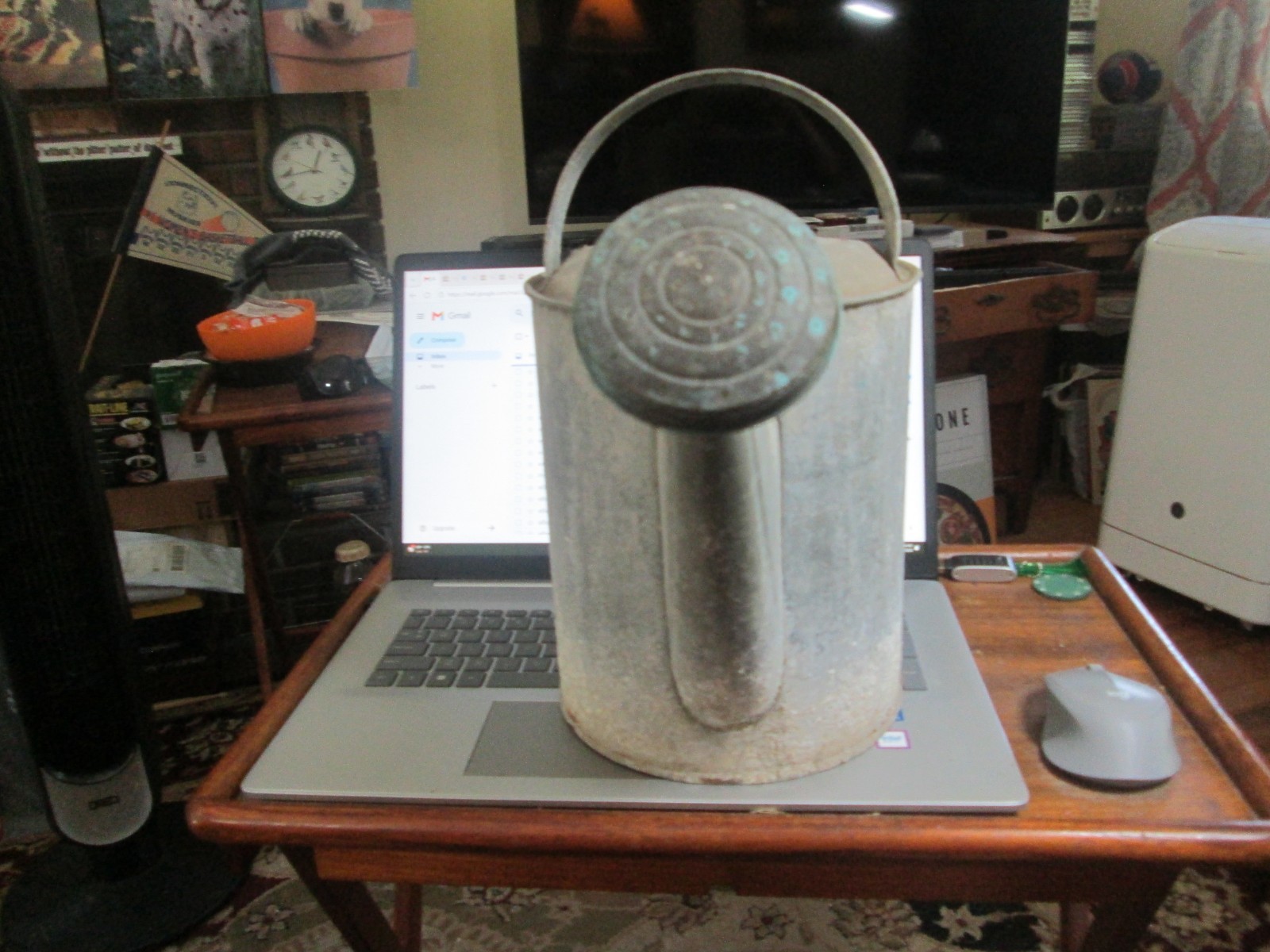 Vintage Galvanized Watering Can With Sprinkler Head 9 1/2” Gardening Cottagecore gallery