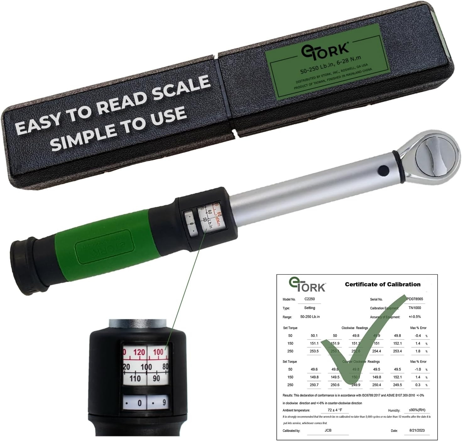 Click-Style Torque Wrench (3/8-Inch Drive) (Range: 50-250 Inch Pounds / 6-28 New gallery