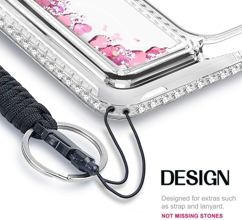 For Samsung Galaxy A12 Case, Liquid Glitter Cover with Tempered Glass & Lanyard gallery