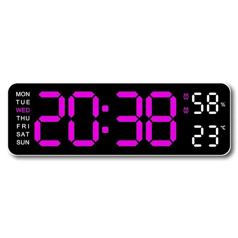 Large LED Digital Display Wall Desk Alarm Clock With Calendar Temperature Date gallery