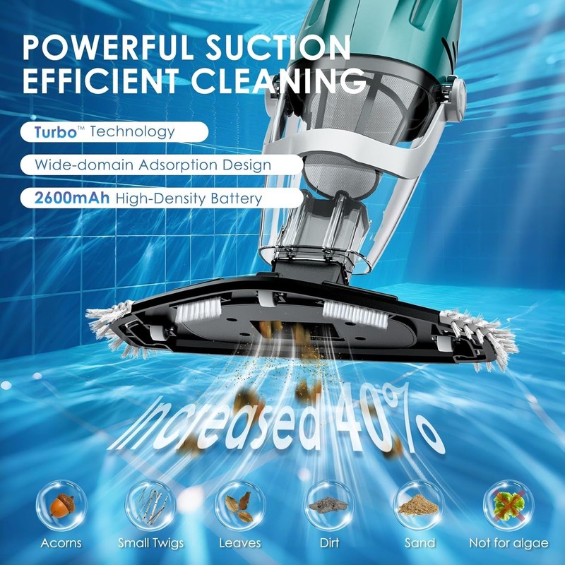 Rechargeable Handheld Pool Vacuum Cleaner 75Min Suction Leaf Sand Hot Tubs gallery