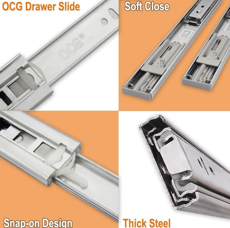 10 Pairs 22" Soft-Close Drawer Slides Ball Bearing Full Extension 100 Lbs gallery